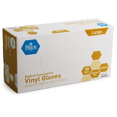 MedPride Medical Examination Vinyl Gloves ,N/S Powder Free, Large-1000 Gloves/CS