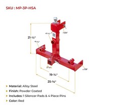3 Point Trailer Hitch w/4 Point Hitch Mount Ripper Attachment for Plow