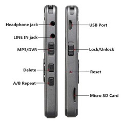 64GB Rechargeable LCD Digital Audio Sound Voice Recorder Dictaphone MP3 Player