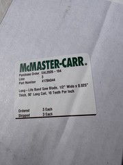 McMaster-Carr Band Saw Blade #4179A844 BI-METAL M42 1/2″ X.025 X 10T RAKER 4-50