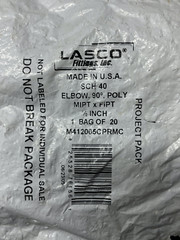 18 pcs Lasco M412-005 SCH 40 HDPE 90º Street Elbow 1/2″ MIPT x FIPT