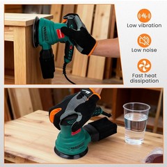 HYCHIKA 5-Inch Random Orbital Sander, 13000RPM Electric Palm Sander with 6 Va…