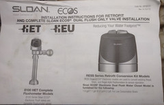 Sloan Chrome 8186-0.125 L/OR Flushometer (free Ship)