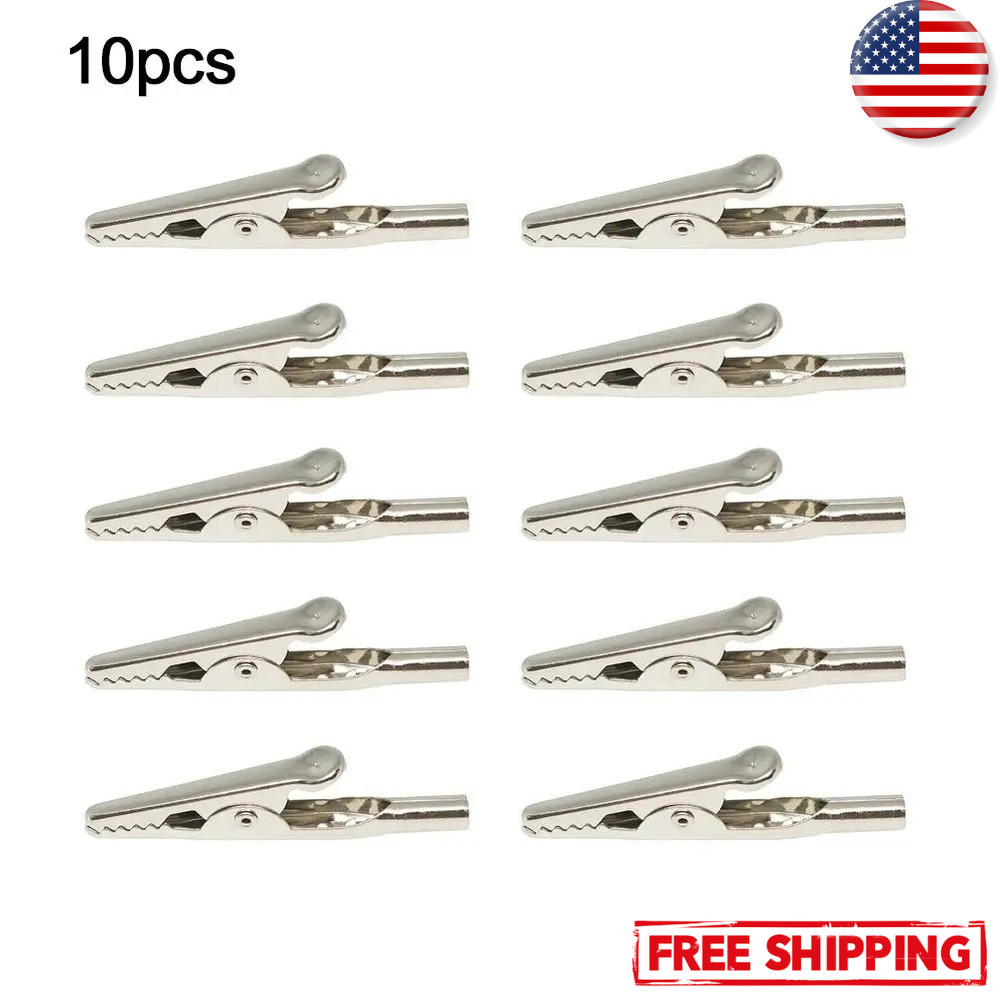 10-Pack 51mm Stainless Steel Alligator Clips for Electronic Testing