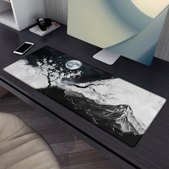 Japanese Mouse Pad，Black White Cherry Blossom 31.5″ x 11.8″, Japanese09
