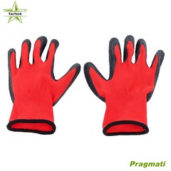 12 Pairs Pack Crinkle Latex Rubber Hand Coated Safety Work Gloves (M-Size)