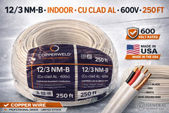 Copperweld 12 AWG 3-Conductor NM-B Copper-Clad Aluminum Building Wire 250 ft