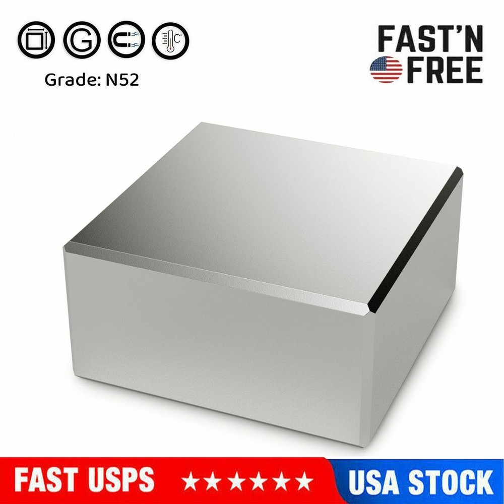 Large 1.5″ N52 Grade Neodymium Super Strong Large Block 40x40x20mm Rare Earth US