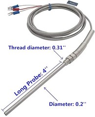 TWTADE Stainless Steel PT100 RTD Thermistor Temperature 5mm x 100mm x 2M