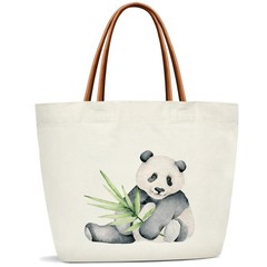 ZEDEV Panda Bag Canvas Tote For Women, Cute 12.2 x 16 5.9 inches,