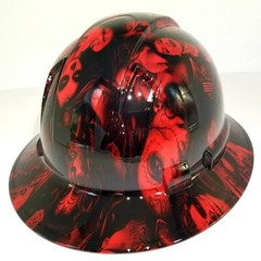 FULL BRIM Hard Hat custom hydro dipped, NEW CANDY RADIOACTIVE RED BANDITO GIRLS