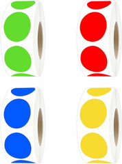 1″ Round Color-Coding Dot Labels, 1000 Stickers on a Roll