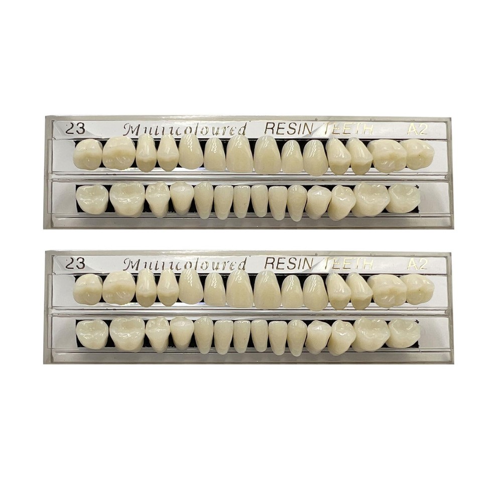 56 Pcs False Teeth Fake 2 Sets Synthetic Resin Dental Tooth, 23 A2