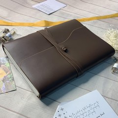 Rustic Town Full Grain Leather Photo Album with Gift L, Large (Cream Paper)