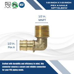 25 Pcs. XFITTING 1/2″ Pex A x 1/2″ Male Elbow, Expansion MNPT Elbow 201-2-5=25
