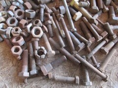 Huge Antique Lot of Various Size Hex Head Screw Bolts Nuts 32 Pounds Shd10