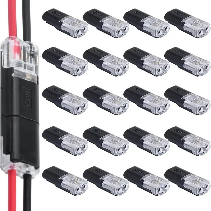 20/50 Pieces of Locking Plug-In Dual-Wire Led Connectors, 2-Pin 2-Way