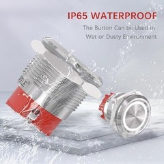 22mm Latching Push Button Switch 12V On Off Waterproof Stainless Steel Shell