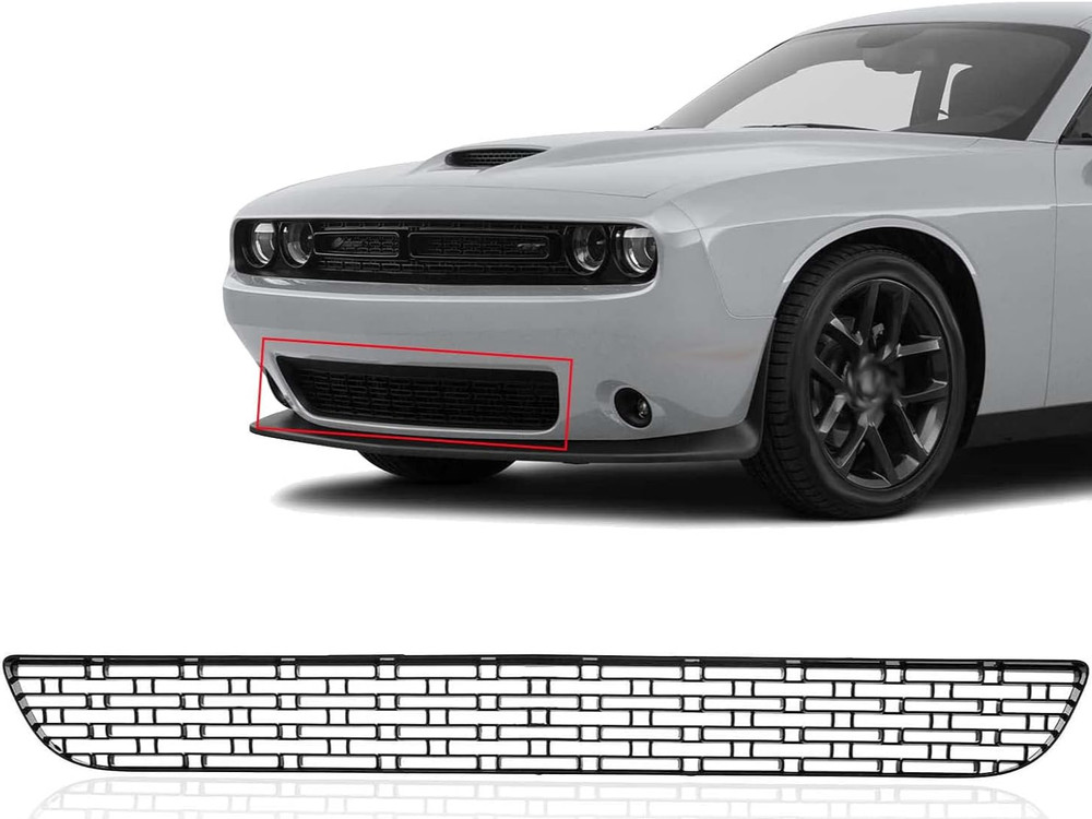 Front Bumper Lower Grille Black ABS Plastic Compatible with Dodge Challenger