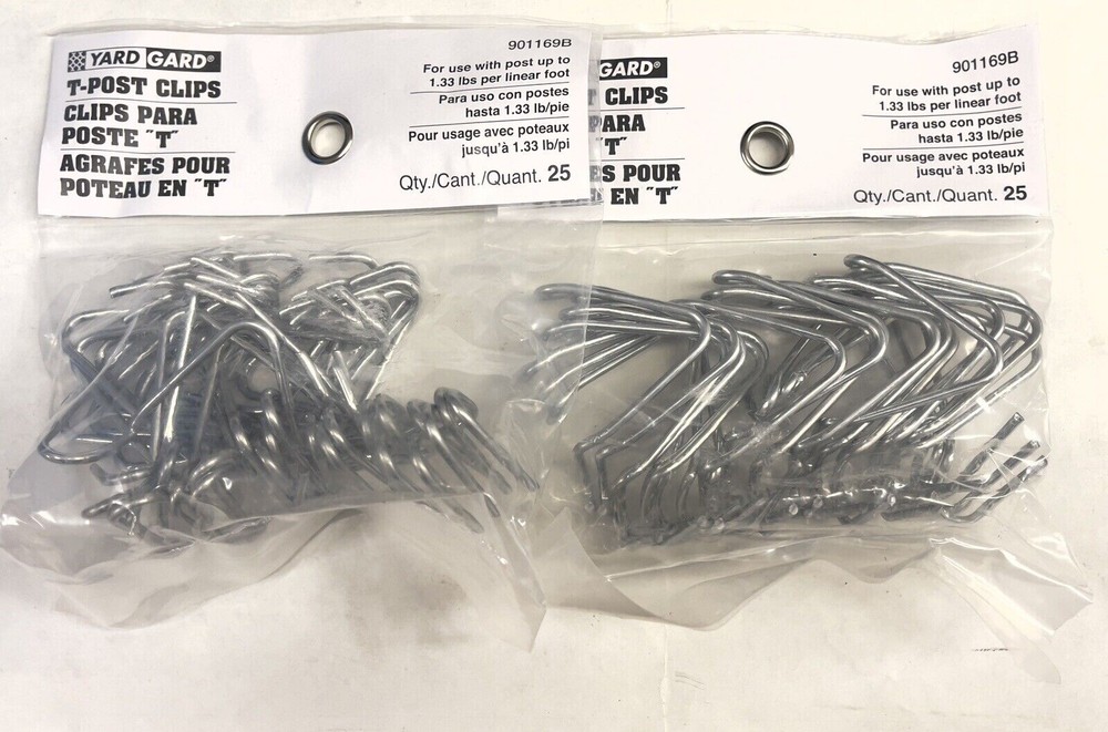 2 Bag of Yard Gard T-Post Clips 901169B Total 50 Pieces
