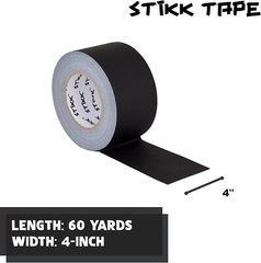 4″ x 60 Yard 96mm x 55 m 11 mil STIKK Black Gaffers Tape No Residue Cloth Matte