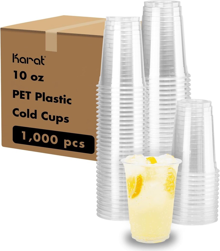 [1000 ct] 10oz Plastic Cups Clear Disposable Cold Cup Iced Coffee Smoothies