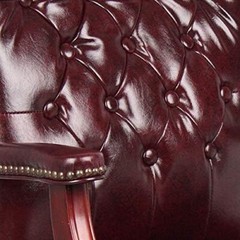 High Back Executive Office Chair Mahogany Bonded Leather Premium Lumbar Support