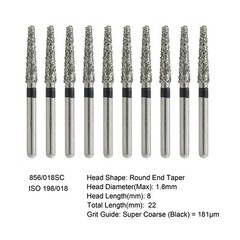 Dental Diamond Burs FG Round End Taper Pear Football Fine Coarse Grit 850 856