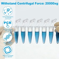0.2ml-8-Strip PCR Tubes, Individual type with attached cap, flat-top Clear