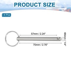 4Pack 1/4″x2.24″ Quick Release Pins Carbon Steel Silver