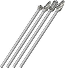4Pcs Long Carbide Burr Set 1/4″ Shank 6.1″ Die Grinder Bits Rotary Rasp NEW
