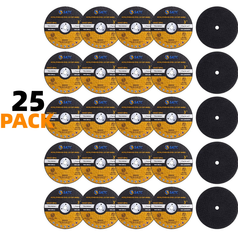 SATC 25 PCS 3 inch Cut Off Wheels 3″ x1/16 x1/4″ Die Grinder Metal Cutting Disc