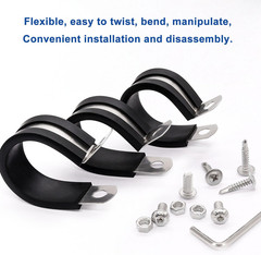 50PCS 3/8 Inch Cable Clamps 304 Stainless Steel Rubber Cushion Insulated Wire Cl