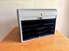 Vintage Brumberger Roll-Top Metal File Cabinet ~ Metal Roll Top Dark Room Photo