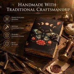 Vintage Leather Grimoire Journal with Clasp Lock | Handmade Spell Book 240 Paper