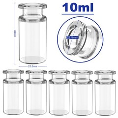 100Pack 10ml Glass Vials,Lab Sample Vial 20mm Crimp Top Flat Bottom Bottle Clear