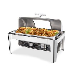 9 Quart Roll Top Chafing Dish Buffet Set with Glass Window for Banquet, Events