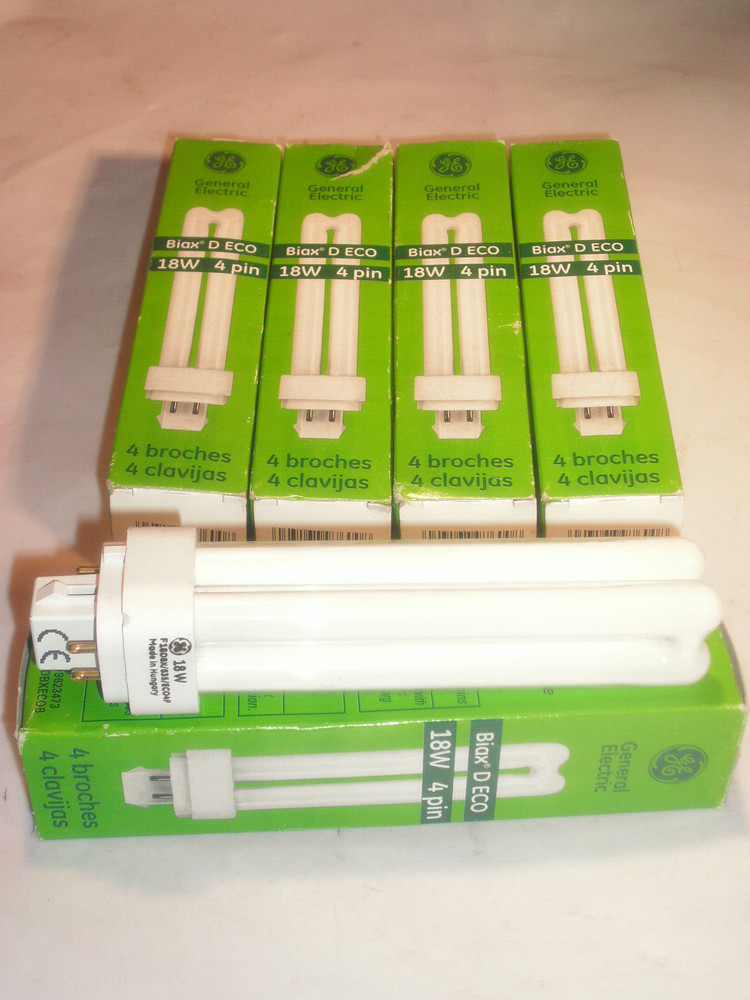 GENERAL ELECTRIC F18DBX/835/ECO4P FLUORESCENT BULB 4-PIN G24Q-2 BASE – LOT OF 5