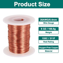 26 AWG Magnet Wire 6 OZ/169.8g Enameled Copper Wire 155C(311F)