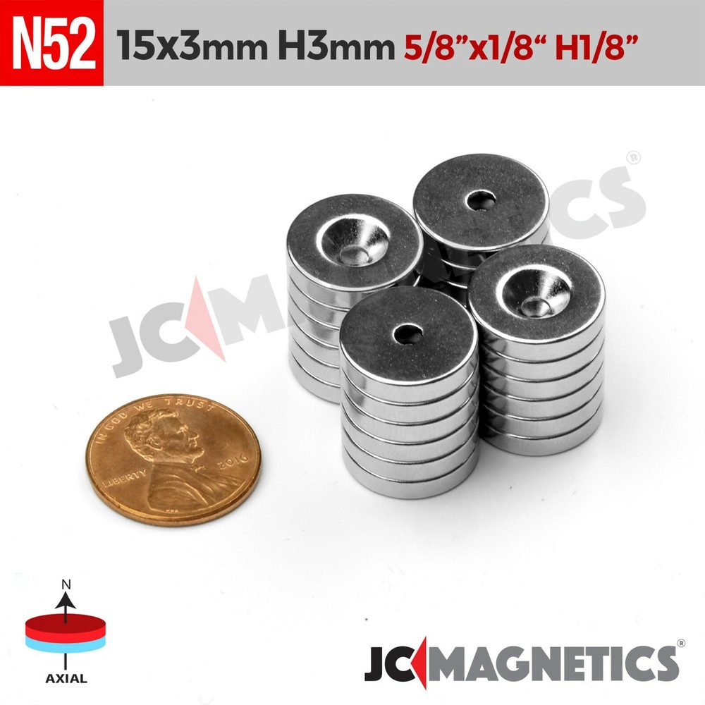15mm x 3mm Hole 3mm N52 Strong Countersunk Ring Rare Earth Magnet 15x3mm