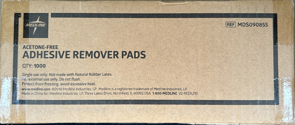 Medline Box of 1000 Adhesive Remover Pads – Acetone Free, 2-Ply Durable Cleaning