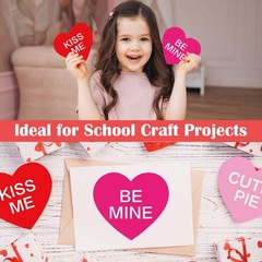50 Pcs Valentine’s Day Heart Cutouts Cut-Outs Red Pink White Conversation Heart