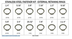 Stainless Steel External Snap Retaining Ring Kit – 221 Pieces – 12 Sizes
