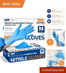 Medical Soft Max Nitrile Exam Gloves, 100 Count Latex-Free Powder-Free Non-St…