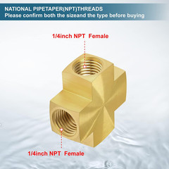 Midanya 1/4 x 1/4 x 1/4 x 1/4 Inch NPT Female Thread Adapter Cross Pipe Fitting