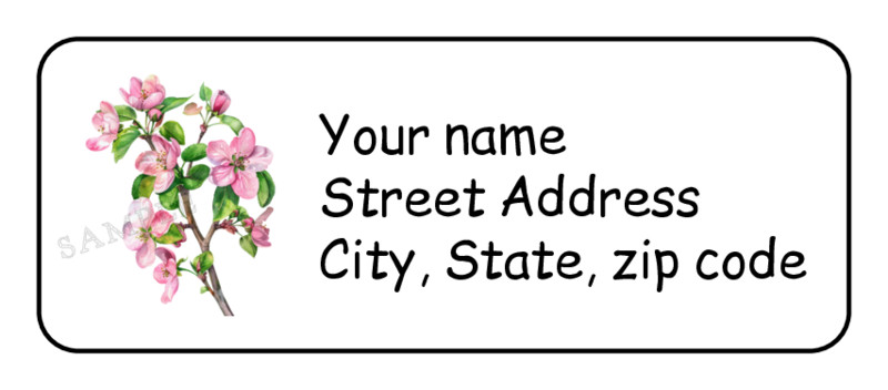 30 Pink Cherry Blossom Flowers personalized return address labels stickers tags