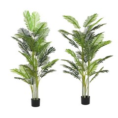 78.5″ Artificial Palm Tree with Black Plastic Pot, Set of 2