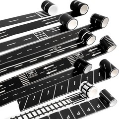 10 Rolls Kids Road Tape Set Highway Road Tape Traffic Track Railway Tape Blac…