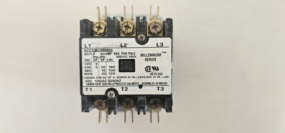 ARROW HART ACC338UMM20 120VAC 40A CONTACTOR