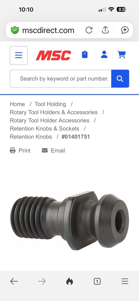 CAT40 Retention Knob: 5/8-11″, 45 deg Angle Radius, 0.7400″ Knob Dia -1 Lot of 9
